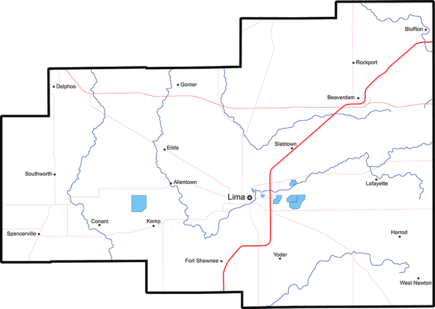 Allen County, Ohio billboard Coverage Map